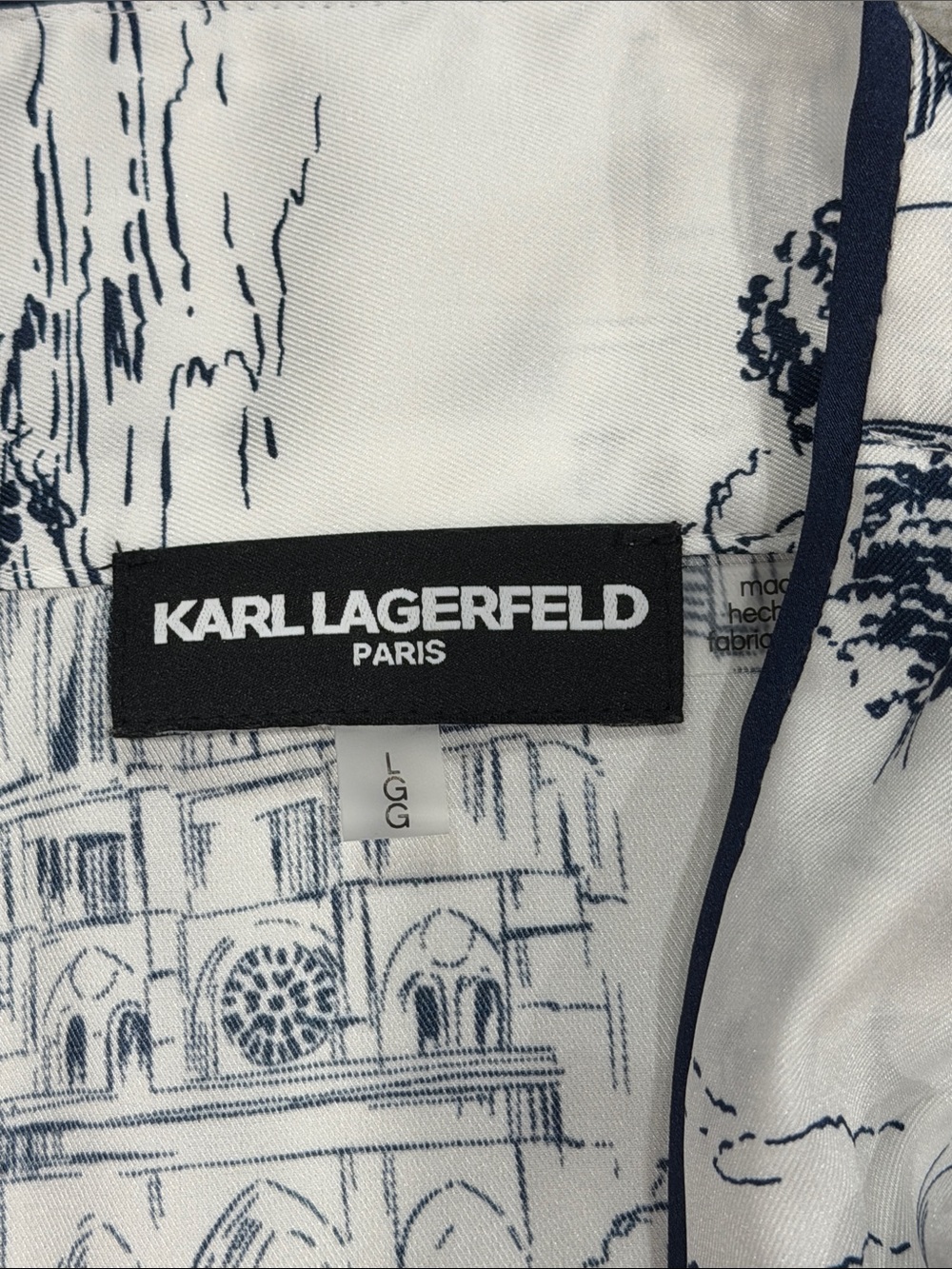 Karl Lagerfeld White & Navy blouse size L - Picture 2 of 6